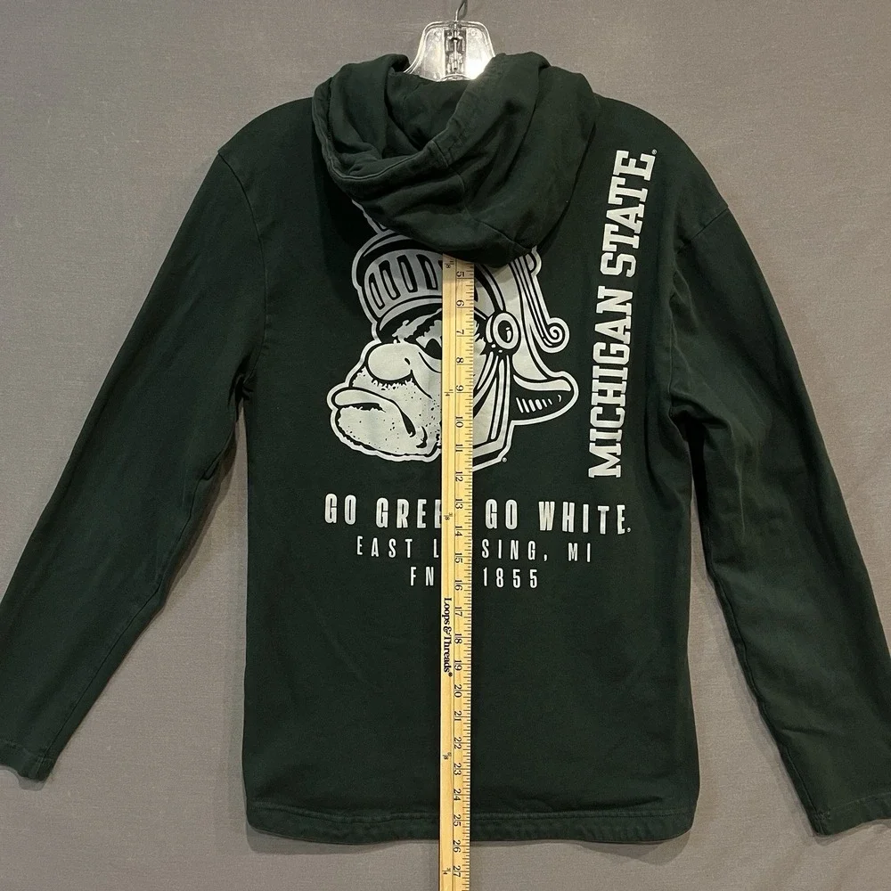 Michigan State Spartans Hooded‎ Shirt Mens S Green Nike Sparty Go Green Go White